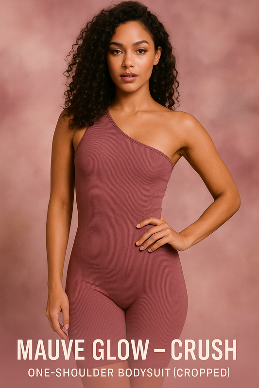 MAUVE GLOW — CRUSH CROPPED ONE-SHOULDER BODYSUIT